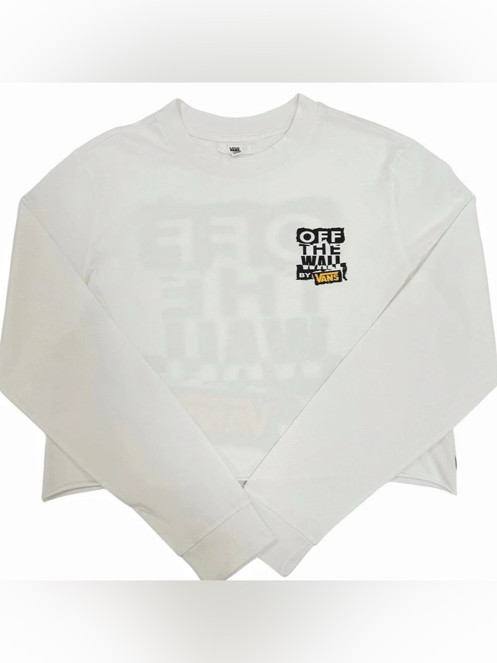 NWOT Vans Off The Wall Long Sleeve White Cropped t- shirt | M